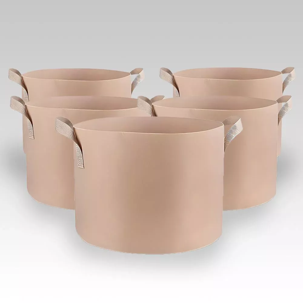 11L Tan Fabric Pots - 5 Pack