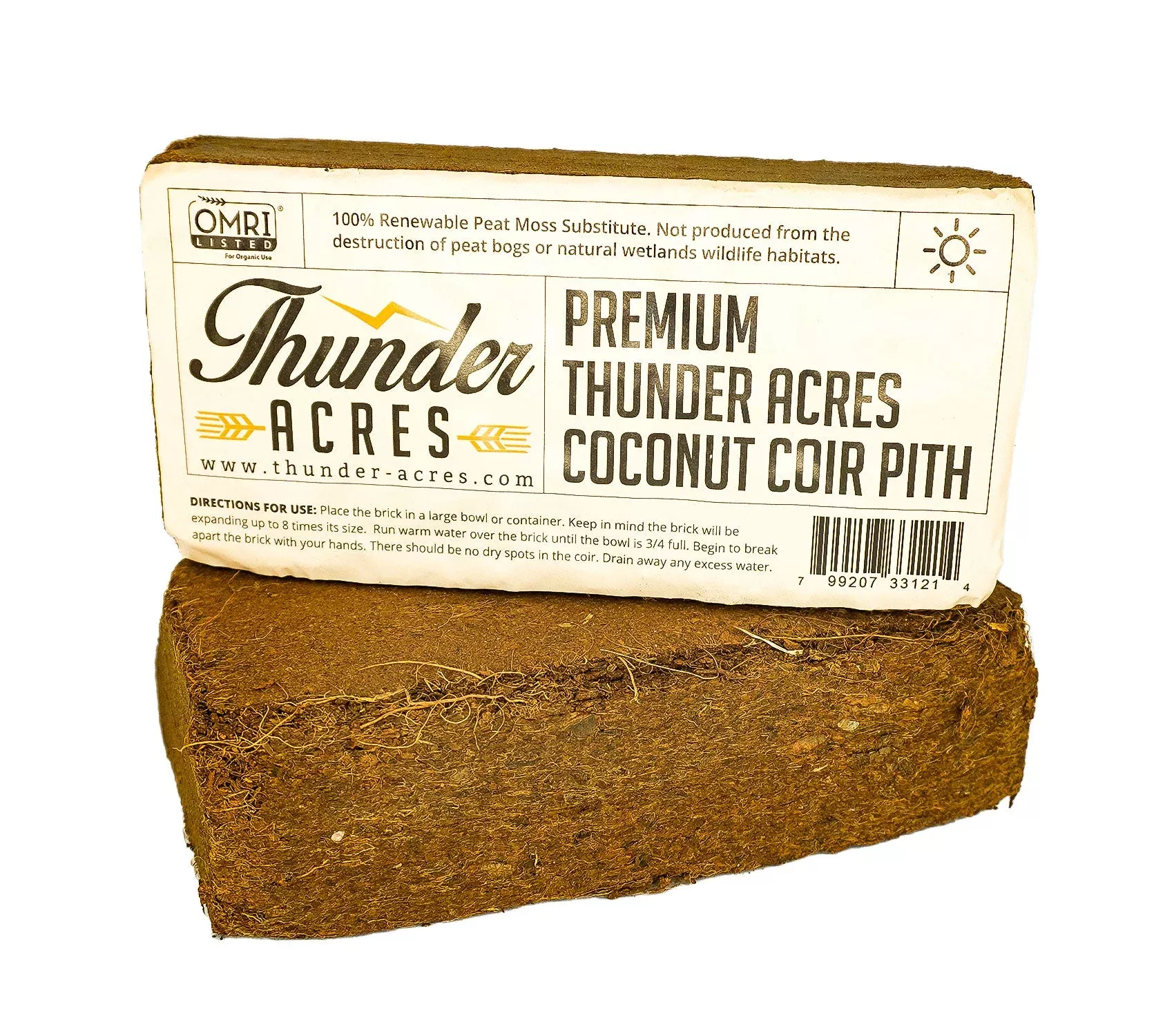 Coco Coir Brick, OMRI Approved for Organic Use