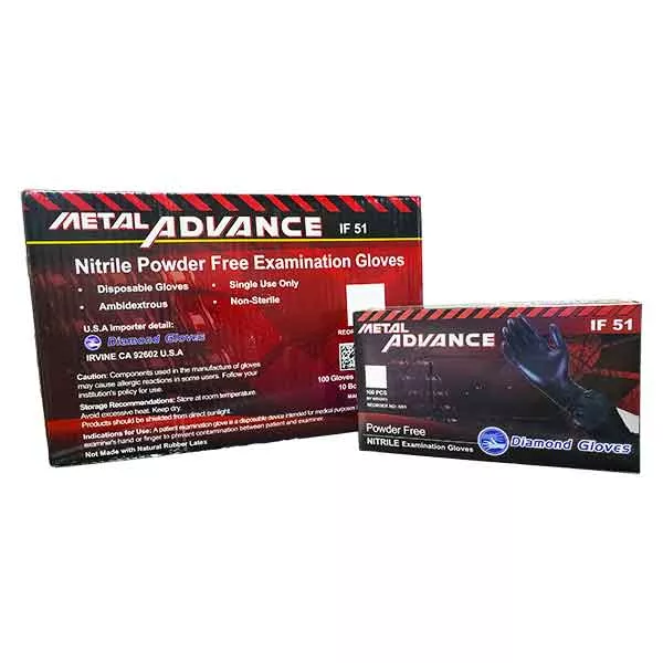 Diamond Gloves, Metal Advance Black Nitrile Gloves, Medium (Case)