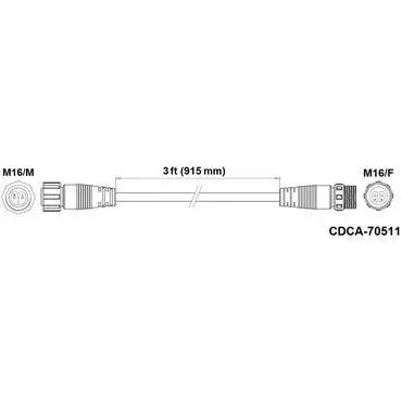 Fluence DC Light Bar Extender 3ft – M16 Threaded to M16 Threaded Connector