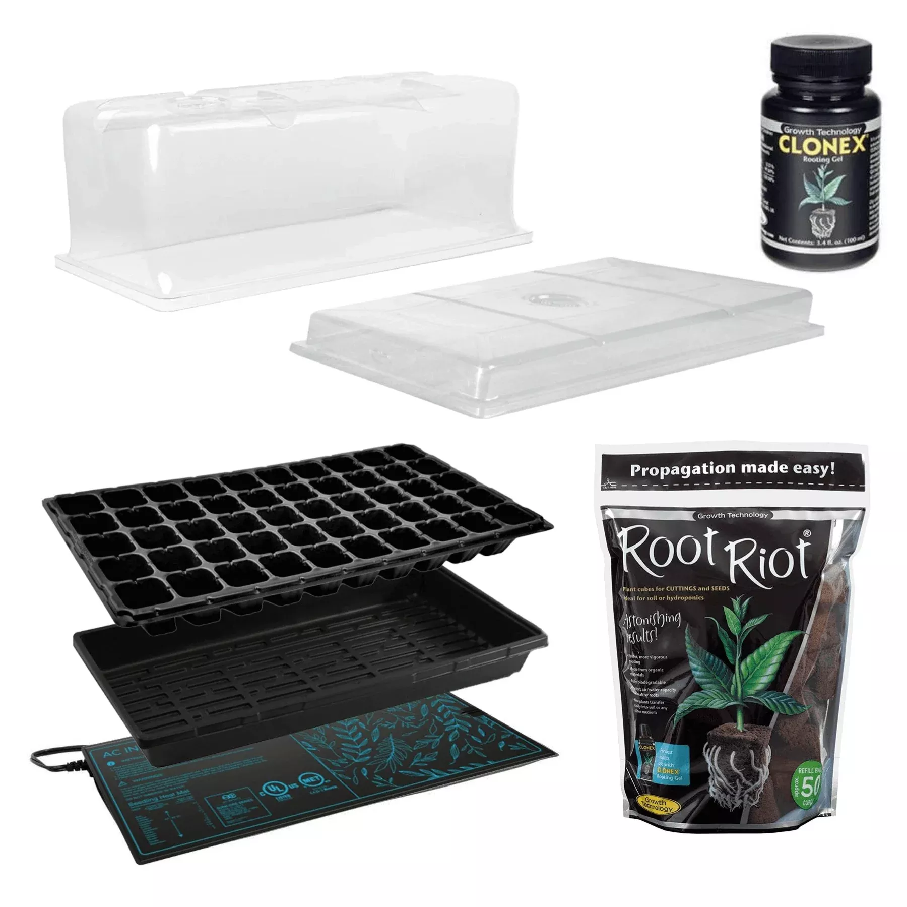 Happy Hydro Seed & Clone Propagation Kit w/ Root Riot Cubes & Clonex Gel