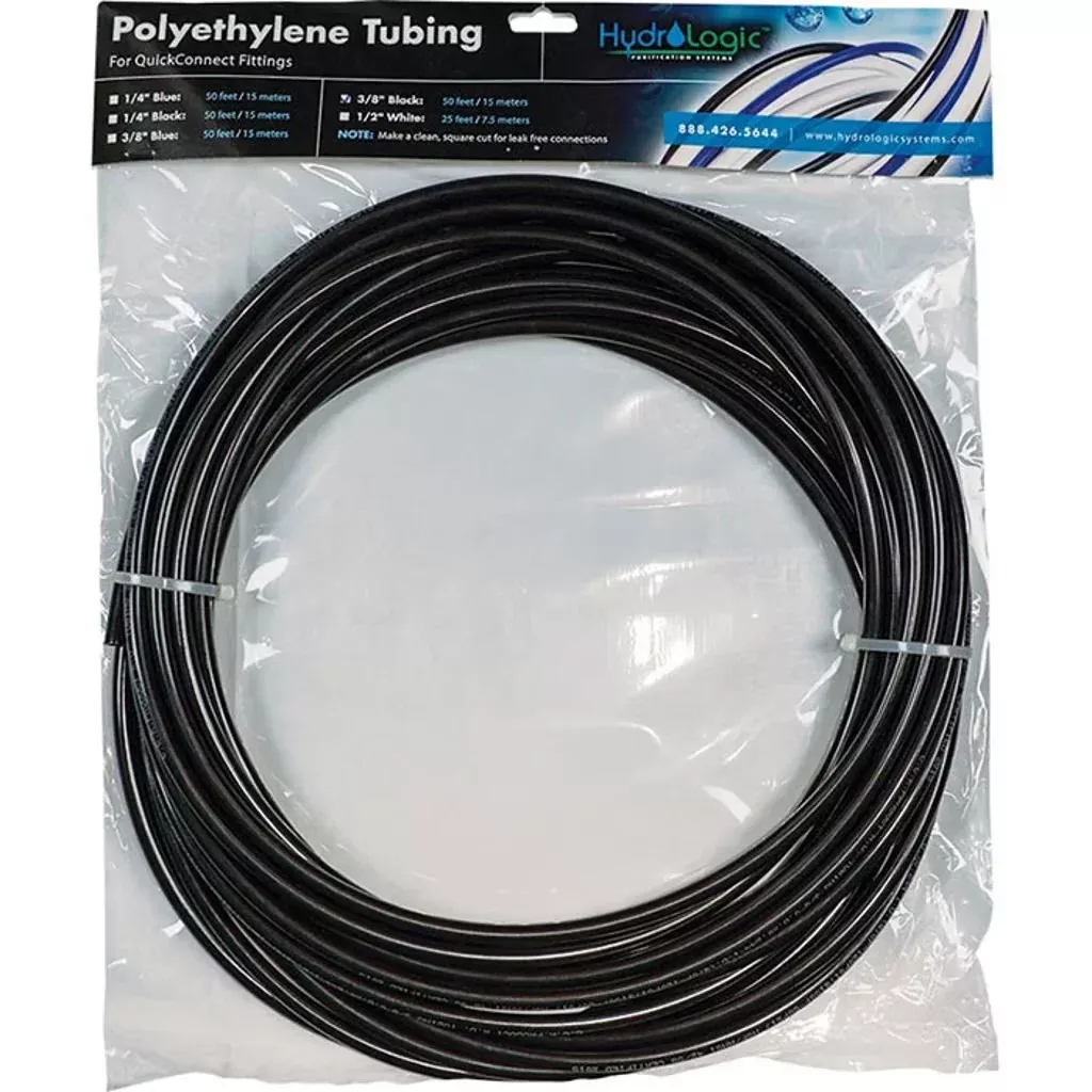 Hydro-Logic Poly Tubing, Black 3/8in 50ft