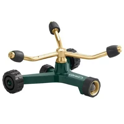 Orbit Brass 3-Arm Sprinkler w/ Wheel Base 58180